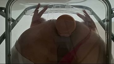 Fat Ass Trans Gwen Tennyson Facesitting and Anal Fucked with Creampie through Clear Chair for the First Time