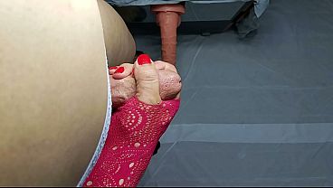 Shemale here—what do you think of my cock? Is it nice? Masturbating and then fucking my horny ass with a dildo.